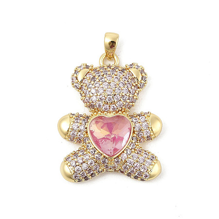 Brass Micro Pave Cubic Zirconia Pendants KK-P300-03G-02-1