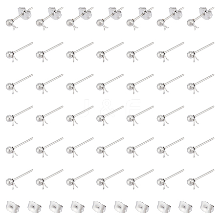 Unicraftale 100Pcs 304 Stainless Steel Ball Post Stud Earring Findings STAS-UN0056-35-1