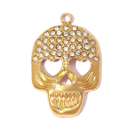 304 Stainless Steel with Crystal Rhinestone Pendants RB-OY001-09G-1