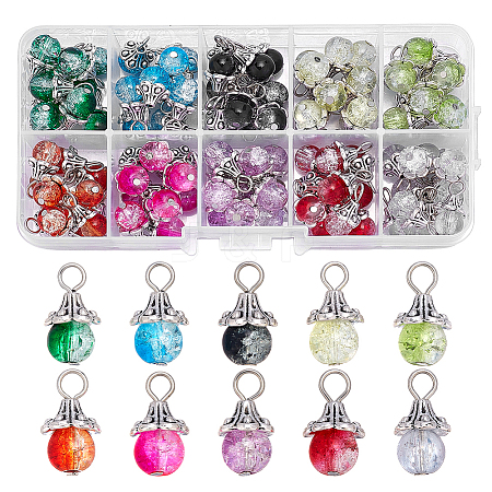 100Pcs 10 Colors Alloy Glass Pendants PALLOY-PH01831-1