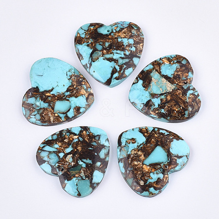 Assembled Natural Bronzite and Synthetic Turquoise Pendants G-S329-070-1