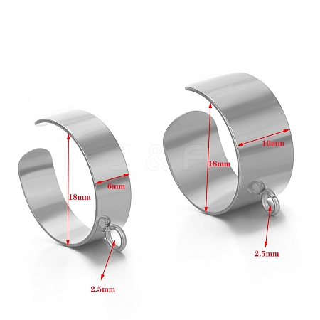 Non-Tarnish Stainless Steel Open Cuff Rings Findings PW-WG42602-03-1