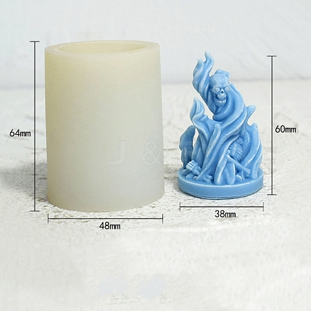 3D Halloween Fire Skull DIY Food Grade Silicone Candle Molds PW-WG11727-02-1