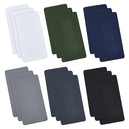 DICOSMETIC 18Pcs 6 Style Rectangle Polyester & Cotton Self-adhesive Fabrics DIY-DC0002-37-1