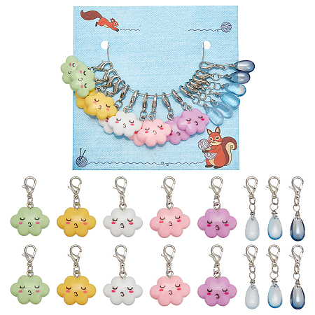 Teardrop & Cloud Locking Stitch Markers HJEW-AB00545-1