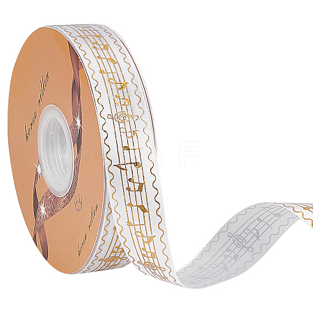 Single Face Hot Stamping Polyester Satin Ribbon SRIB-WH0001-02A-1