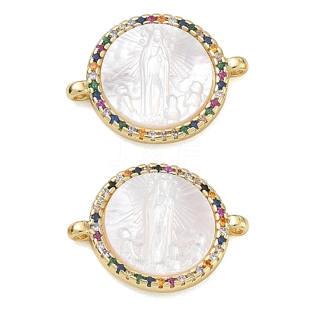 Rack Plating Brass Micro Pave Colorful Cubic Zirconia Connector Charms CU-CBA01AA-22G-1