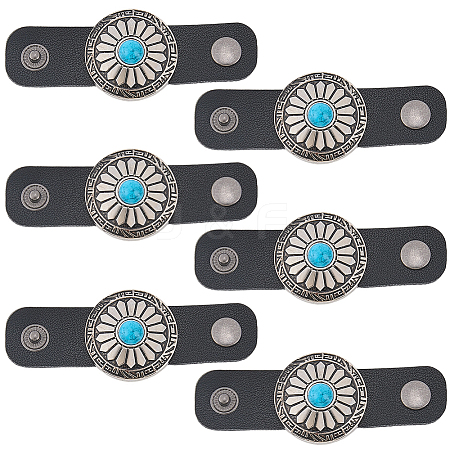 6Pcs PU Leather with Alloy Scarf Clips FIND-CL0001-84A-1