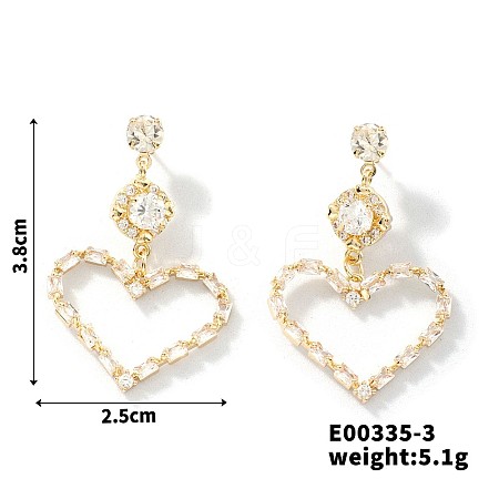 Elegant Copper Heart-shaped Zircon Stud Earrings NG8185-3-1