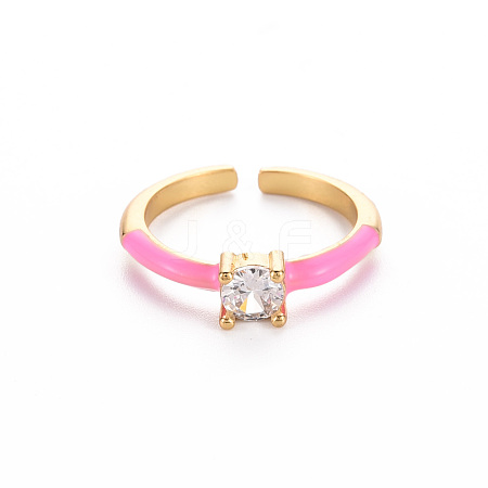 Brass Enamel Cuff Rings RJEW-T016-26E-NF-1