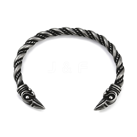 Viking 304 Stainless Steel Twisted Eagle Open Cuff Bangles for Men BJEW-U001-02AS-1
