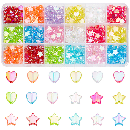 ARRICRAFT 630Pcs 18 Style Eco-Friendly Transparent Acrylic Beads TACR-AR0001-19-1