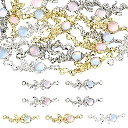 18Pcs 6 Colors Alloy & Glass Butterfly Connector Charms FIND-YW0011-89-1