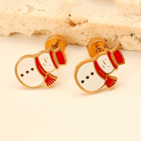 Christmas 304 Stainless Steel Stud Earrings EJEW-A144-01B-G-1