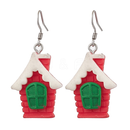 Christmas Resin Dangle Earrings EJEW-JE06088-1