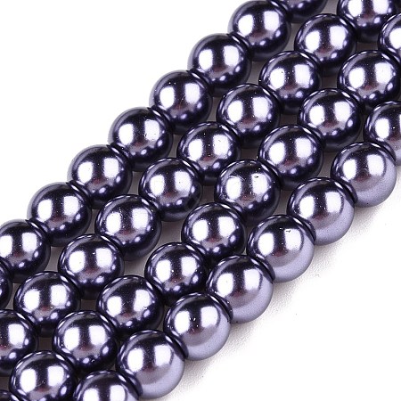 Baking Paint Pearlized Glass Pearl Round Bead Strands X-HY-Q330-8mm-73-1