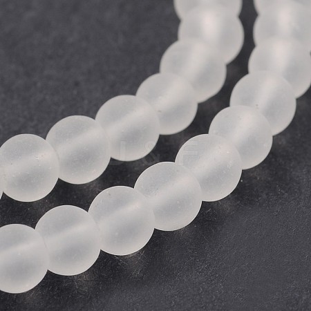 Frosted Glass Round Bead Strands X-GLAA-J079-01-4mm-1