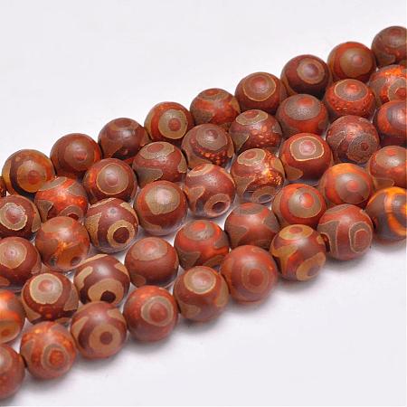Natural Tibetan 3-Eye dZi Agate Beads Strands G-F354-20C-1