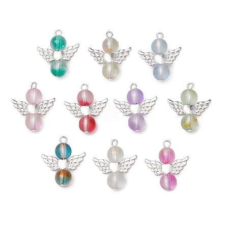 10Pcs Frosted Baking Painted Glass Pendants PALLOY-JF03269-1