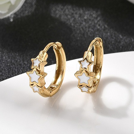 304 Stainless Steel Star Hoop Earrings EJEW-H172-02G-1