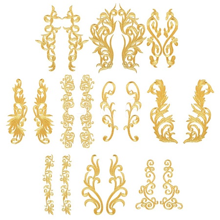 10 Pairs 10 Styles Ethnic Style Computerized Metallic Thread Embroidery Cloth Iron on/Sew on Ornament Accessories PATC-ME0001-23-1