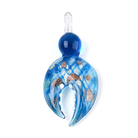 Handmade Silver Foil Lampwork Big Pendants FOIL-N031-01D-1