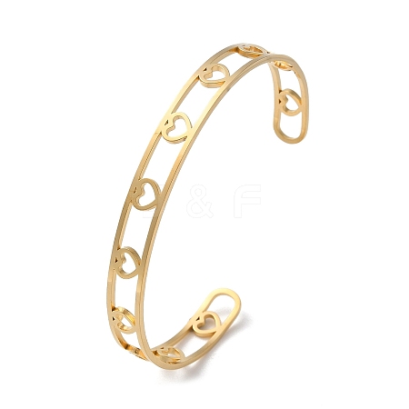 304 Stainless Steel Open Cuff Bangles BJEW-P307-05G-1