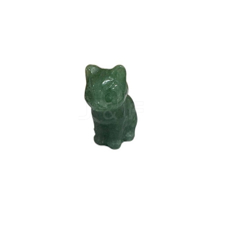 Natural Green Aventurine Carved Healing Cat Figurines WG60889-01-1