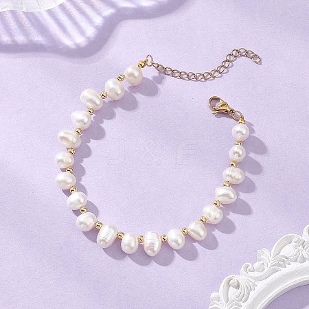 Natural Cultured Freshwater Pearl Beaded Bracelets for Women BJEW-JB13320-1