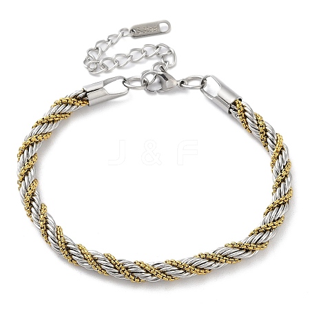 304 Stainless Steel Rope Chain Bracelets for Women BJEW-G712-14A-GP-1