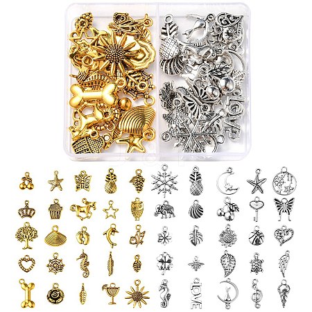 50Pcs 50 Style Tibetan Style Alloy Charms TIBE-YW0001-03-1