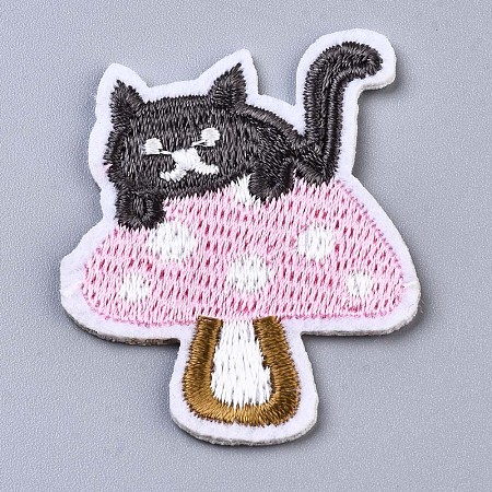 Mushroom with Cat Appliques DIY-S041-004-1