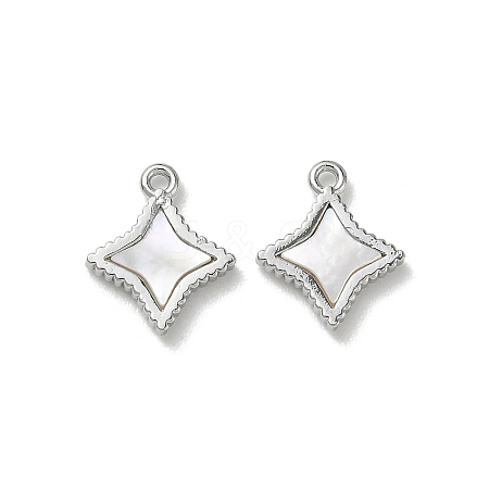 Brass Natural Shell Pendants KK-P355-21P-1