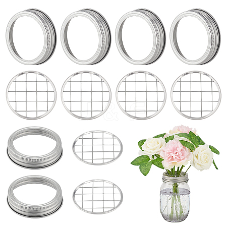 AHADERMAKER 2 Style Galvanized Iron with 304 Stainless Steel Mason Jar Flower Frog Lid FIND-GA0003-44-1