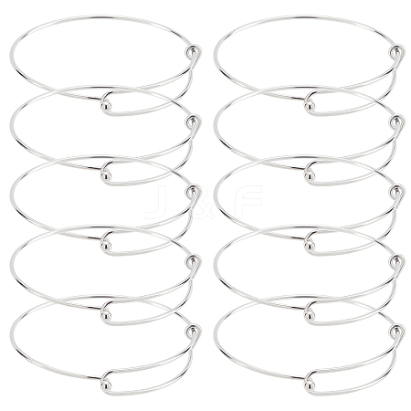 10Pcs 304 Stainless Steel Expandable Bangle for Girl Women BJEW-DC0001-03-1