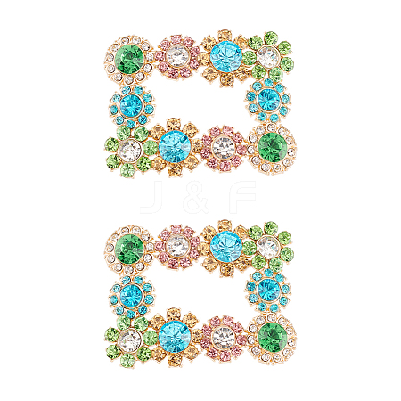 2Pcs Alloy Rhinestone Flower Shoe Decorations FIND-FG0002-40B-1