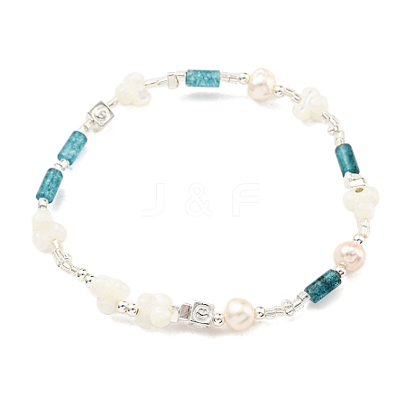 Column Natural Dyed Gemstone Stretch Bracelets BJEW-M315-05P-1