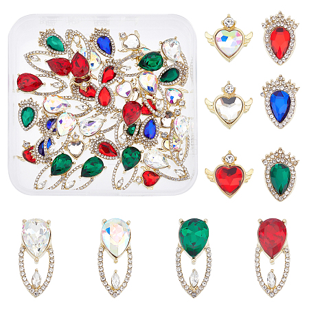 40Pcs 10 Style Alloy Rhinestone Cabochons ALRI-GA0001-01-1