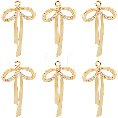 12Pcs Brass Micro Pave Clear Cubic Zirconia Pendants KK-BBC0022-12-1