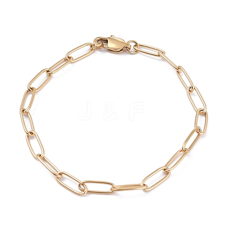 PVD Vacuum Plating 304 Stainless Steel Paperclip Chain Bracelets X-BJEW-I295-15G-1