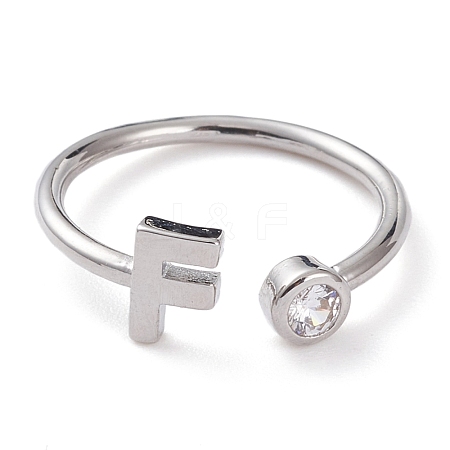 Brass Micro Pave Clear Cubic Zirconia Cuff Rings RJEW-J074-01P-F-1