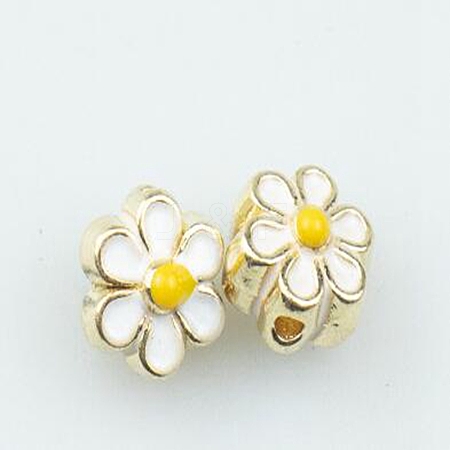 Light Gold Tone Alloy Enamel Beads ENAM-WH0057-43E-1