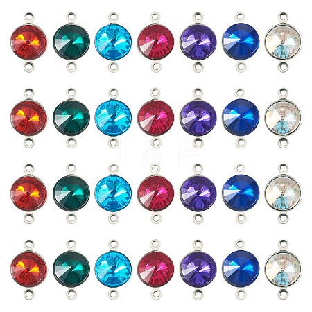 42Pcs 7 Colors Glass Cone Connector Charms STAS-TA0006-10-1