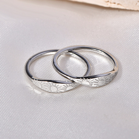 Sun Pattern 304 Stainless Steel Finger Rings FS-WG90263-09-1