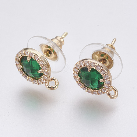 Faceted Glass Stud Earring Findings GLAA-F084-B02-1