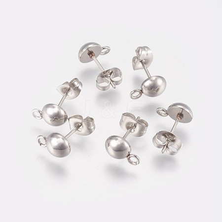 Non-Tarnish 201 Stainless Steel Stud Earring Findings STAS-F166-02P-1