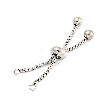 Non-Tarnish Adjustable 304 Stainless Steel Box Chain Slider Bracelet Making MAK-L038-001P-02-1