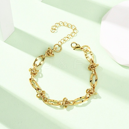 304 Stainless Steel Knot Link Chain Bracelets BJEW-F536-06G-1