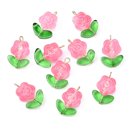 10Pcs Glass Pendants PALLOY-YW00063-07-1