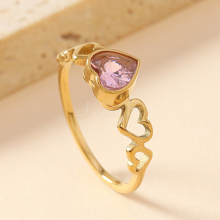201 Stainless Steel Cubic Zirconia Finger Rings WG70560-03-1